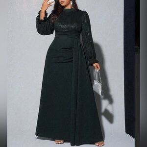 Elegant Black Evening Sequins Gown